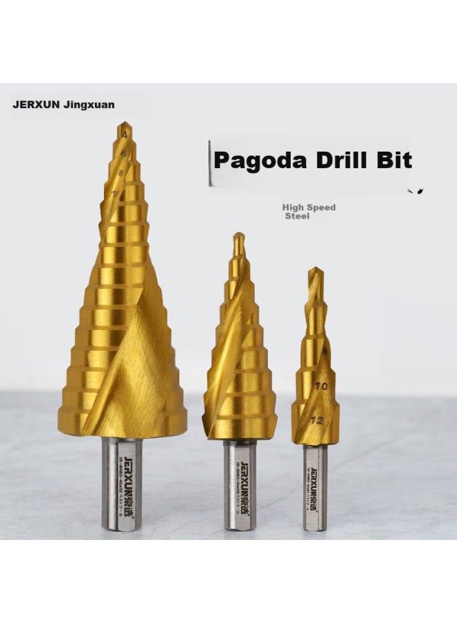 Jerxun 4-12mm Pagoda Drill Bit Stainless Steel Metal Hole Opener Woodworking Spiral Groove Electric Drill Punch Step Drill - Image 1