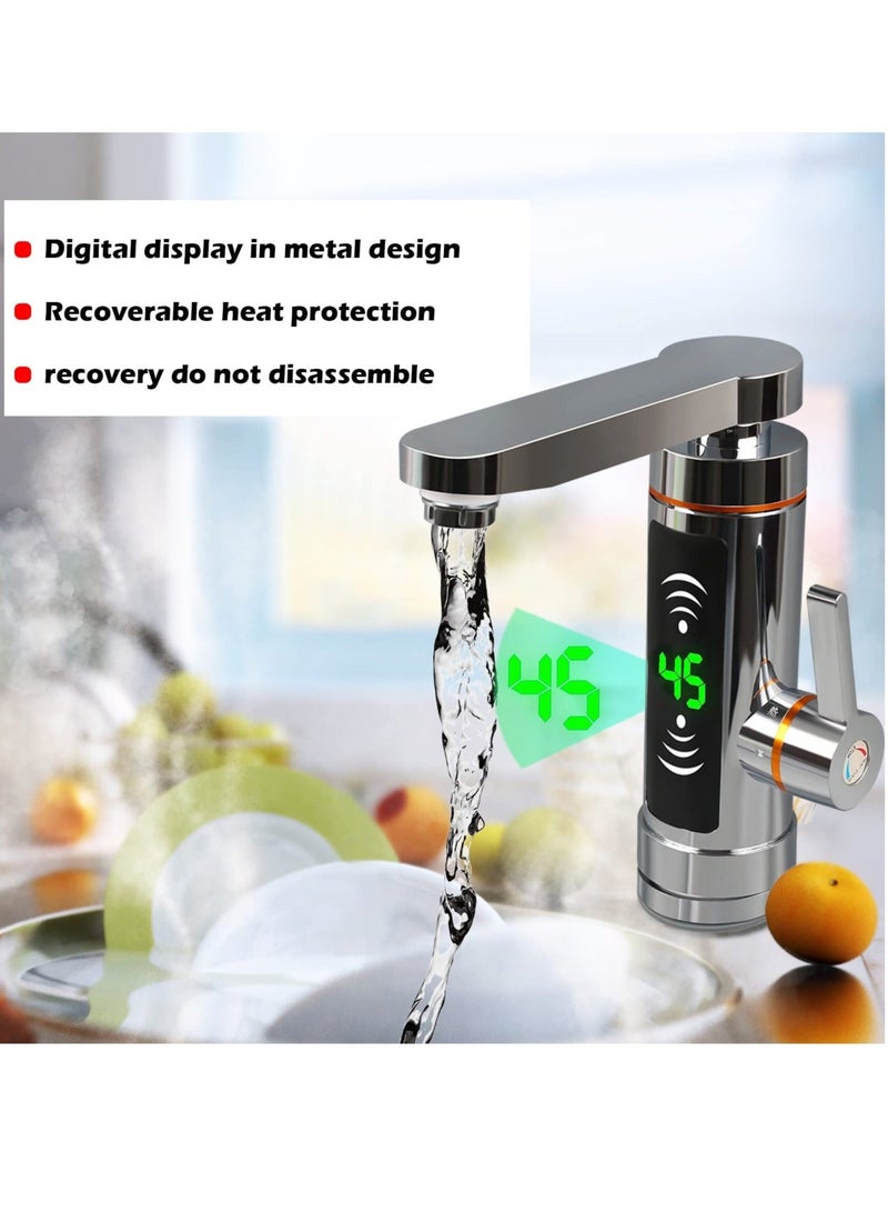 Electric Instant Heater Tap, 360° Rotatable Stainless Electric Tap with LED Digital Display, 220V Electric Instant Heater Faucet for Home Kitchens, Bathrooms, Offices (30-60℃) - Image 2