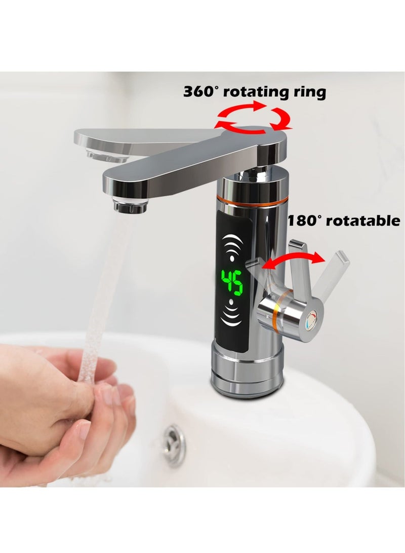 Electric Instant Heater Tap, 360° Rotatable Stainless Electric Tap with LED Digital Display, 220V Electric Instant Heater Faucet for Home Kitchens, Bathrooms, Offices (30-60℃) - Image 3
