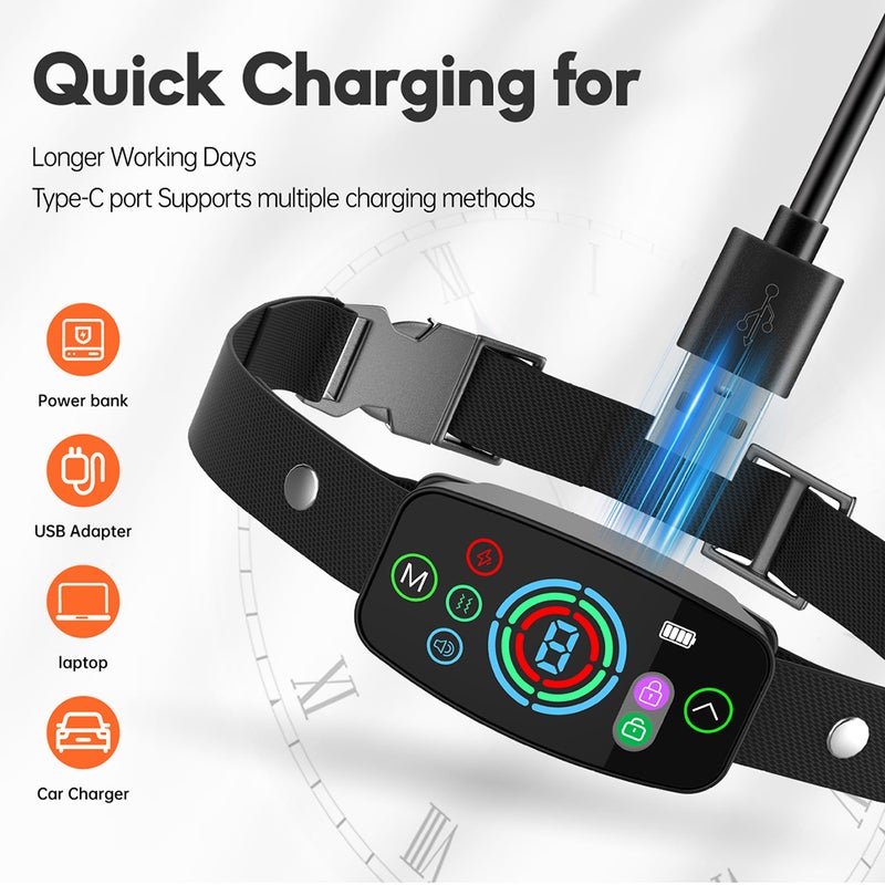 Color Screen Bark Collar Rechargeable Anti-Barking Collar with 4 Adjustable Mode Smart Training Device for Small Medium Large Dogs - Image 2
