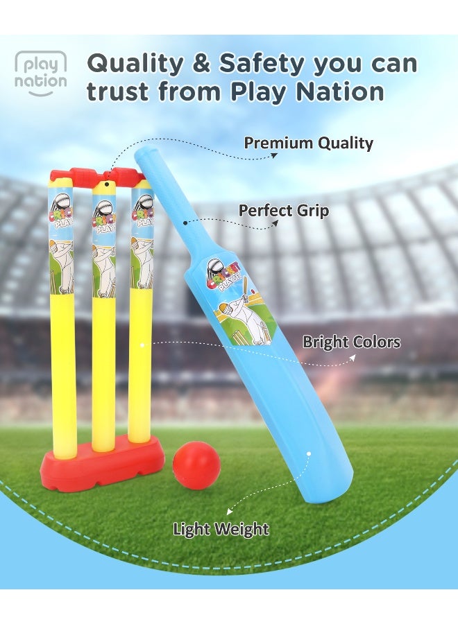 PlayNation Play Nation Junior Cricket Set, Promotes Physical Play, Develops Motor Skills, Boosts Hand Eye Coordination, 3 Years+, 8 Pieces - Yellow/Blue/Red - Image 3