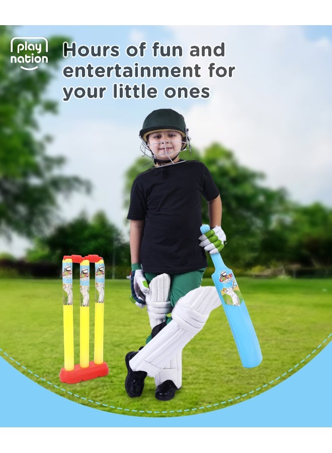 PlayNation Play Nation Junior Cricket Set, Promotes Physical Play, Develops Motor Skills, Boosts Hand Eye Coordination, 3 Years+, 8 Pieces - Yellow/Blue/Red - Image 4