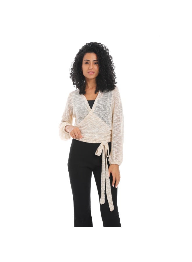 Caesar Women's wrap blouse with waist belt  - Image 2
