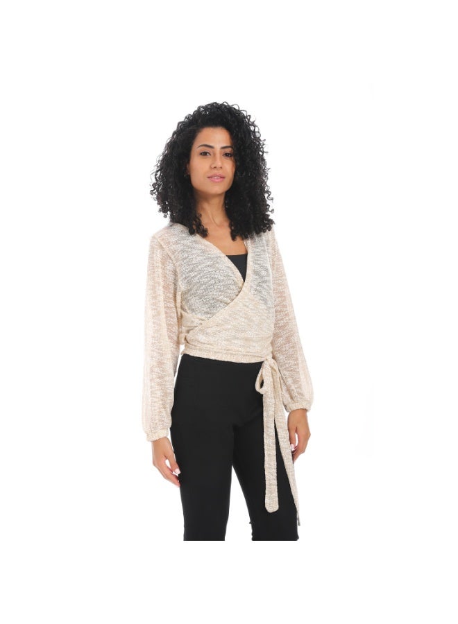 Caesar Women's wrap blouse with waist belt  - Image 3