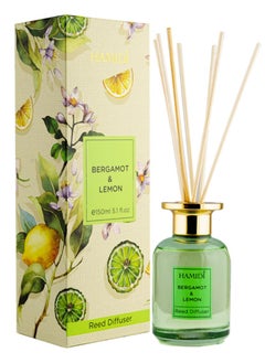 Hamidi Bergamot & Lemon Reed Diffuser 150ml Scented Stick Set, Non Alcoholic