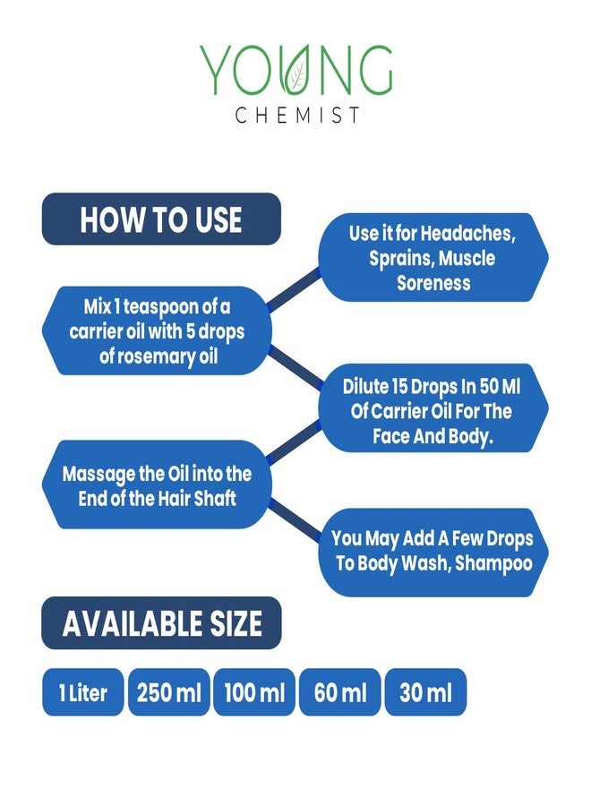 Young Chemist Rosemary Essential Oil - 30ml | Premium, Pure & Potent for Memory Boost, Hair Growth & Pain Relief | Ideal for Aromatherapy, Skin Care & Diffusing - Image 4