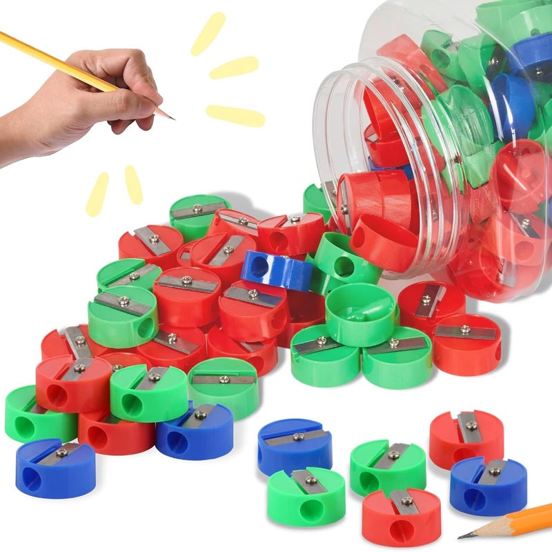 Neliblu Pencil Sharpeners - Plastic Pencil Sharpener for Kids with Metal Blades - Portable and Colored Manual Pencil Sharpener - Back to School Essential - Bulk Pack of 120 - Image 1