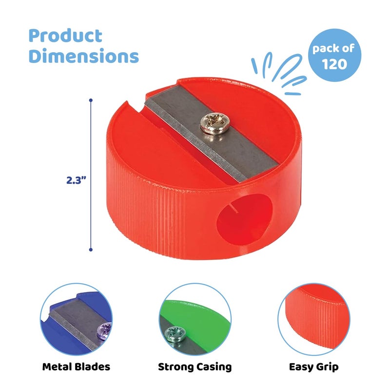 Neliblu Pencil Sharpeners - Plastic Pencil Sharpener for Kids with Metal Blades - Portable and Colored Manual Pencil Sharpener - Back to School Essential - Bulk Pack of 120 - Image 3