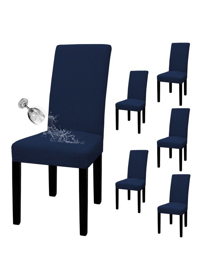 Easy-Going 100% Waterproof Dining Room Chair Cover Set of 6, Stretch Jacquard Parson Chair Slipcover Removable Washable Chair Protector for Home, Restaurant, Banquet (Large, Navy - Image 1