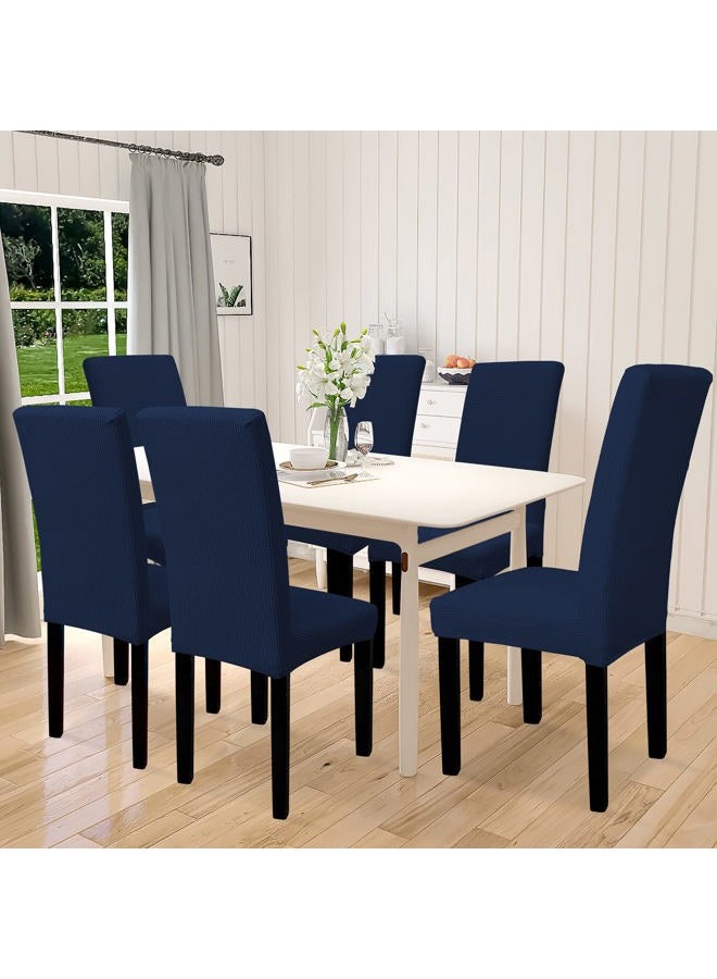 Easy-Going 100% Waterproof Dining Room Chair Cover Set of 6, Stretch Jacquard Parson Chair Slipcover Removable Washable Chair Protector for Home, Restaurant, Banquet (Large, Navy - Image 2