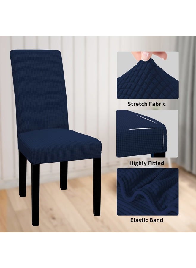 Easy-Going 100% Waterproof Dining Room Chair Cover Set of 6, Stretch Jacquard Parson Chair Slipcover Removable Washable Chair Protector for Home, Restaurant, Banquet (Large, Navy - Image 4
