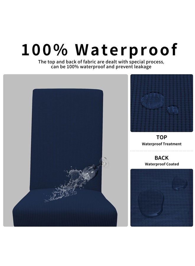 Easy-Going 100% Waterproof Dining Room Chair Cover Set of 6, Stretch Jacquard Parson Chair Slipcover Removable Washable Chair Protector for Home, Restaurant, Banquet (Large, Navy - Image 3