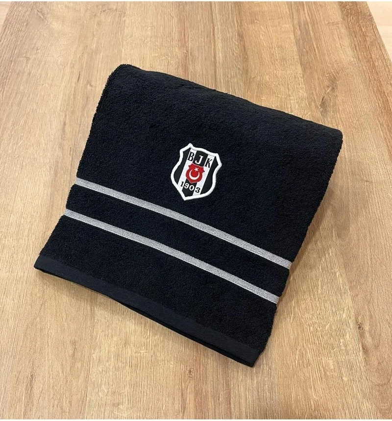TA Crown Licensed Beşiktaş Crest Cotton 70 x 140 cm Bath Towel (Black)