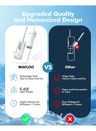Water Flosser Travel Mini Cordless Portable: 5 Modes Water Dental Floss with Telescopic Water Tank, 4 Jet Tips, IPX7 Waterproof, White - view 5