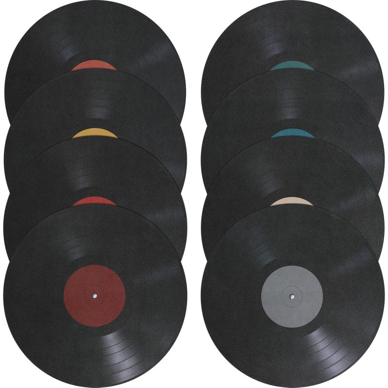 VOSAREA 8pcs Vinyl Record Wall Stickers Vintage Fake Record Wall Decals Decorative Vinyl Record Wall Ornaments for Music Party Room Home Cafe Bar Decor - Image 1