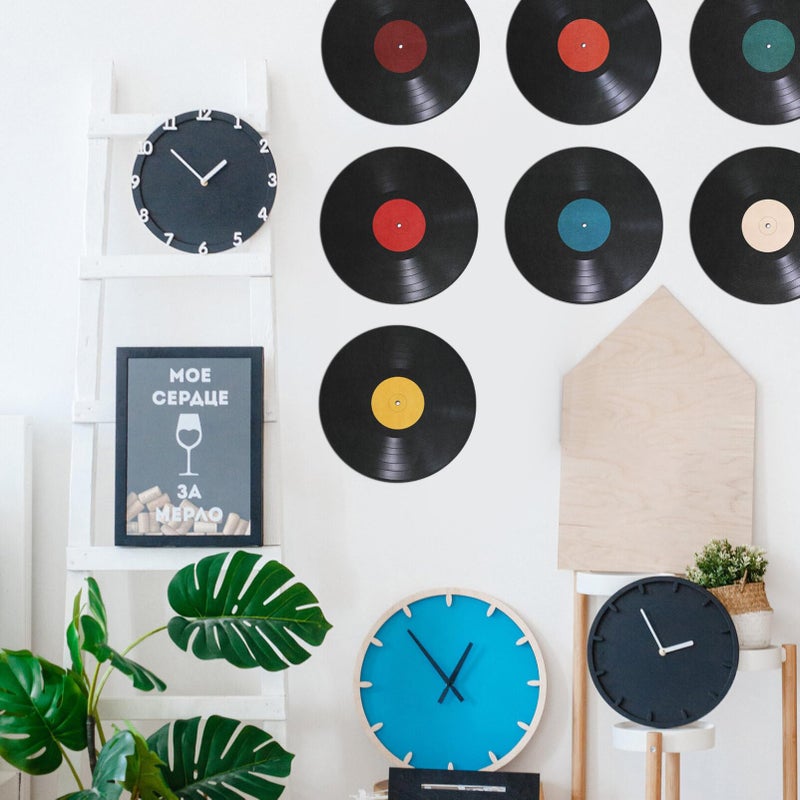VOSAREA 8pcs Vinyl Record Wall Stickers Vintage Fake Record Wall Decals Decorative Vinyl Record Wall Ornaments for Music Party Room Home Cafe Bar Decor - Image 5