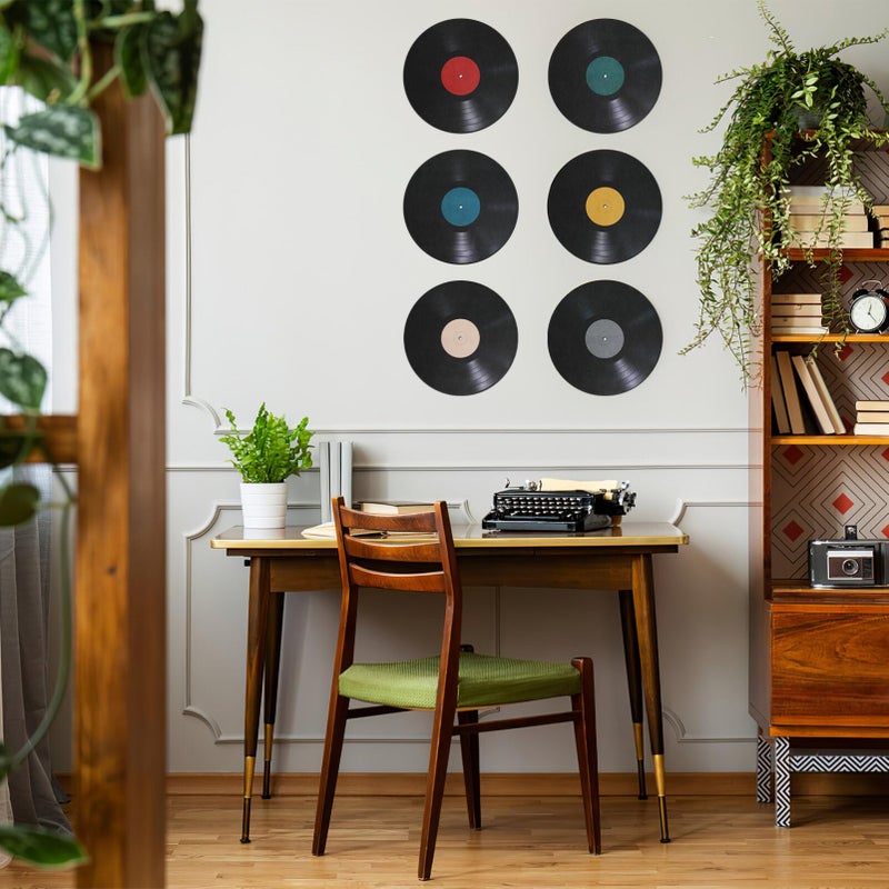 VOSAREA 8pcs Vinyl Record Wall Stickers Vintage Fake Record Wall Decals Decorative Vinyl Record Wall Ornaments for Music Party Room Home Cafe Bar Decor - Image 3
