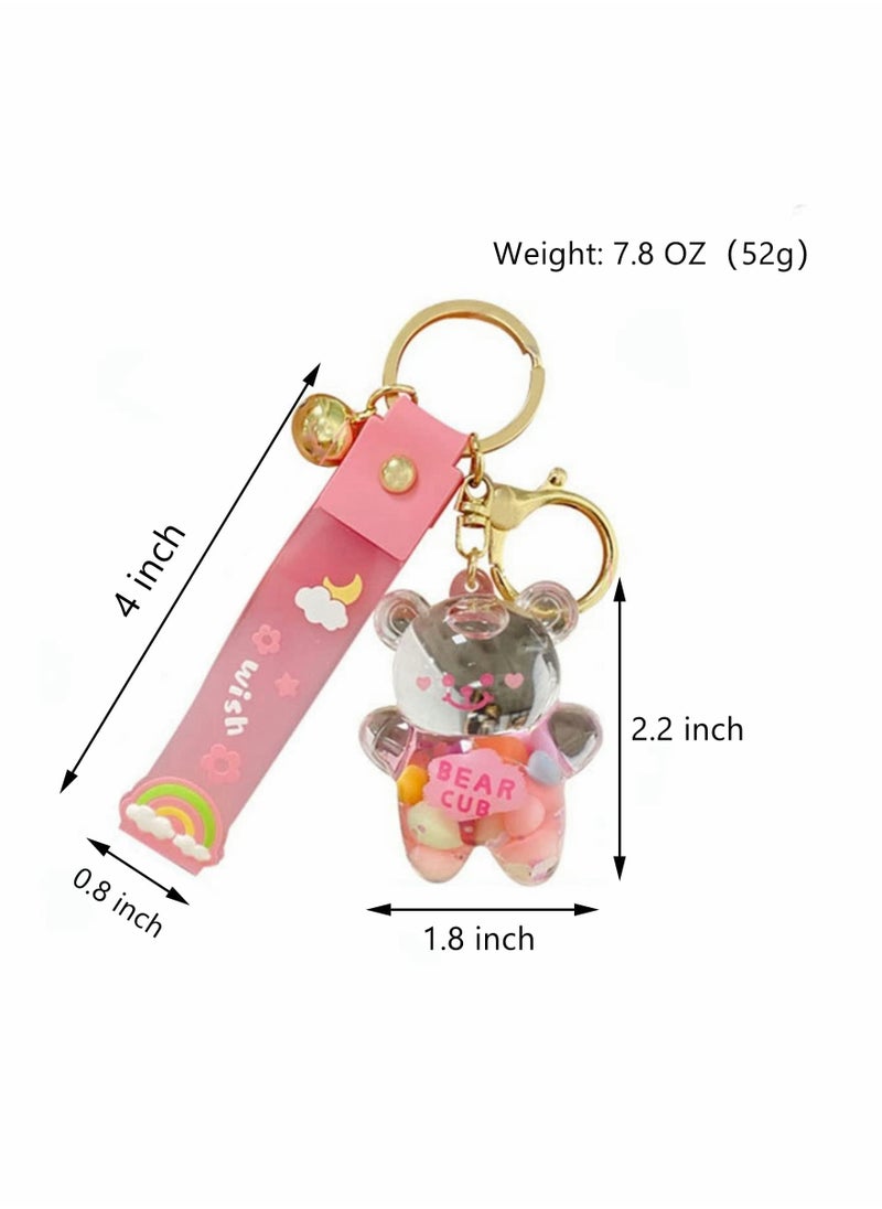 Generic - Kawaii Bear Liquid Floating Quicksand Keychain - Cute Bag Charm Wristlet Bracelet Key Ring for Women & Girls - Image 1