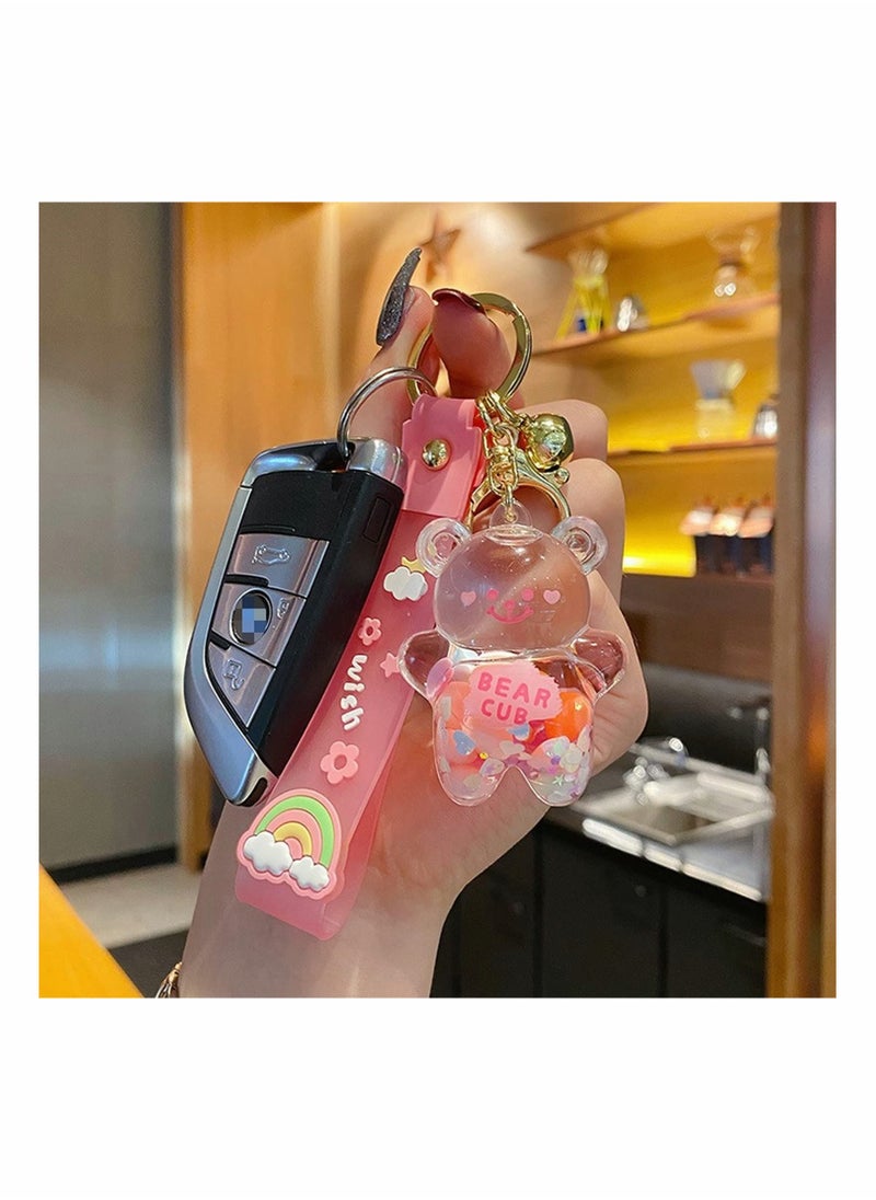 Generic - Kawaii Bear Liquid Floating Quicksand Keychain - Cute Bag Charm Wristlet Bracelet Key Ring for Women & Girls - Image 1