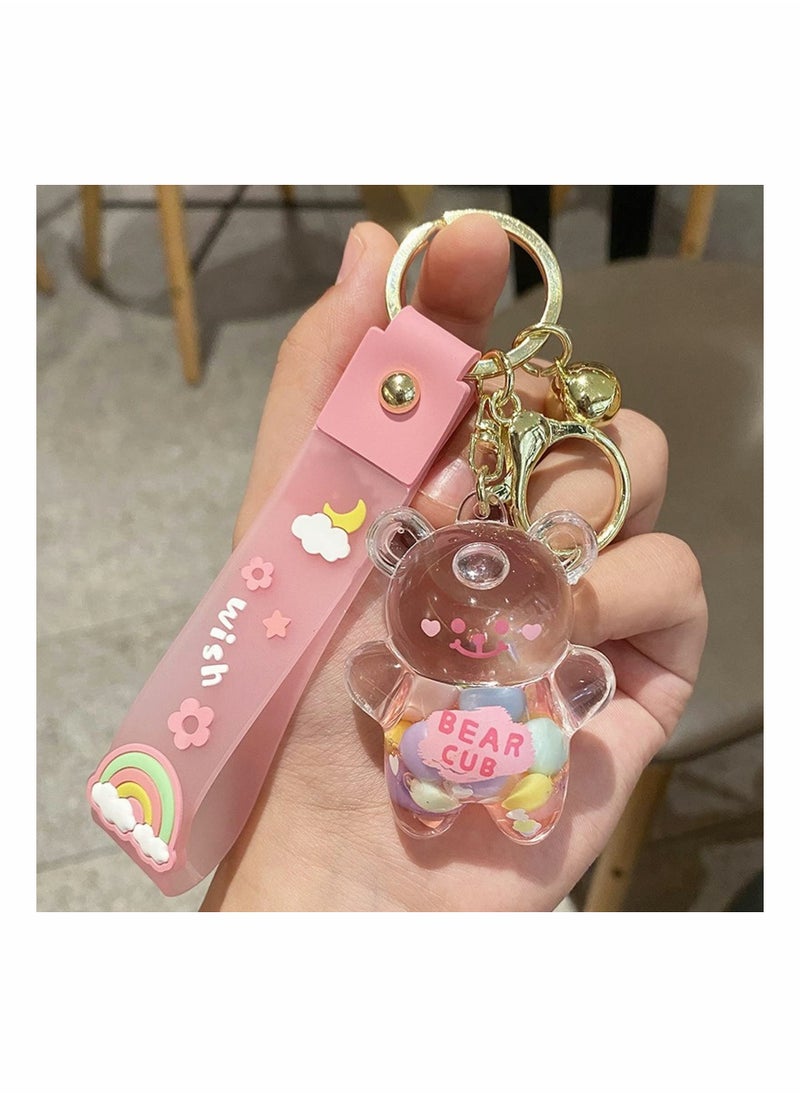 Generic - Kawaii Bear Liquid Floating Quicksand Keychain - Cute Bag Charm Wristlet Bracelet Key Ring for Women & Girls - Image 1