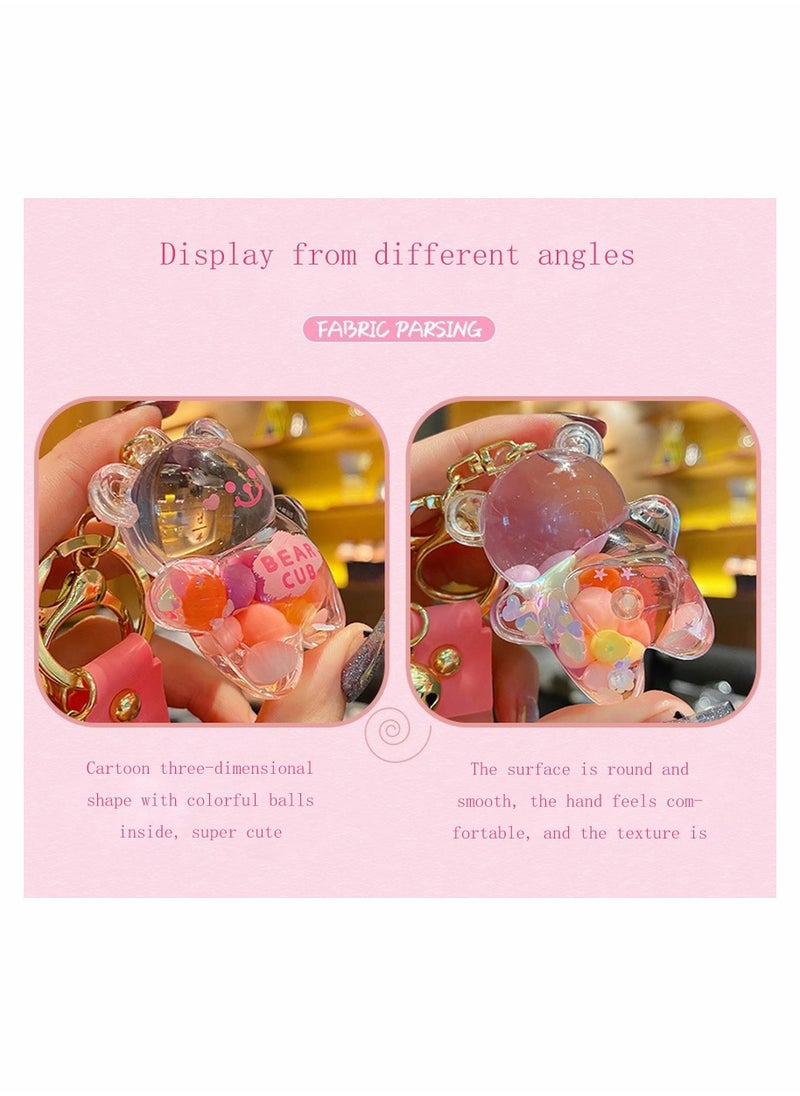 Generic - Kawaii Bear Liquid Floating Quicksand Keychain - Cute Bag Charm Wristlet Bracelet Key Ring for Women & Girls - Image 1