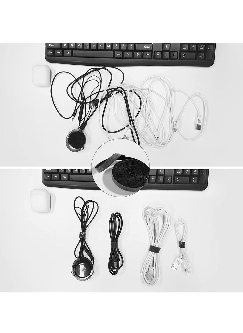 TYCOM Cable Tidy Management, Fastening Tape Sticky Strips Hook Loop Reusable and Flexible Wire Ties Cable Organizer for Computer, TV, Power and Other Cables - Black 10Meter  - Image 4