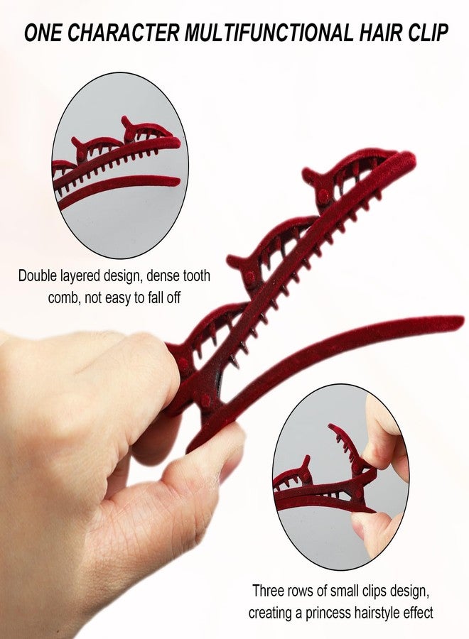 QIYUDA 6 Pcs Braid Hair Clips for Women Girls (Red+Black+Brown) - Image 5