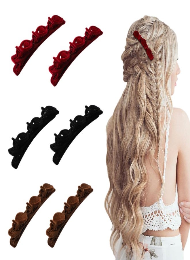 QIYUDA 6 Pcs Braid Hair Clips for Women Girls (Red+Black+Brown) - Image 1