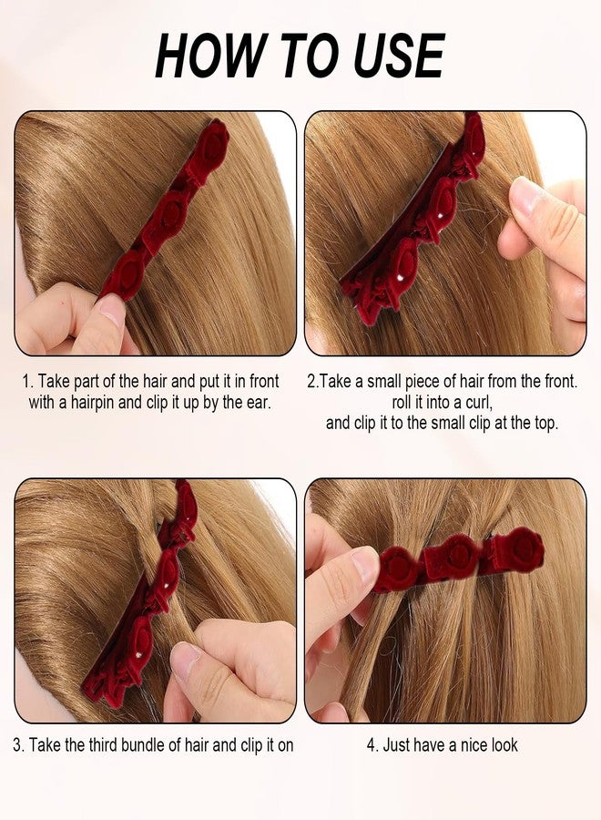 QIYUDA 6 Pcs Braid Hair Clips for Women Girls (Red+Black+Brown) - Image 3