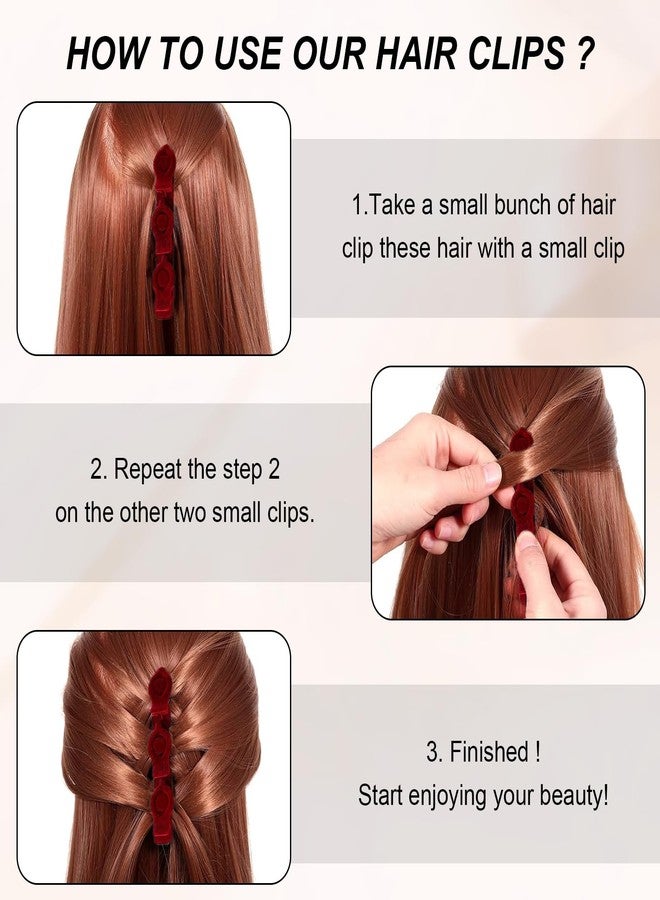 QIYUDA 6 Pcs Braid Hair Clips for Women Girls (Red+Black+Brown) - Image 4
