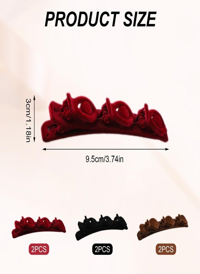 QIYUDA 6 Pcs Braid Hair Clips for Women Girls (Red+Black+Brown) - Image 2