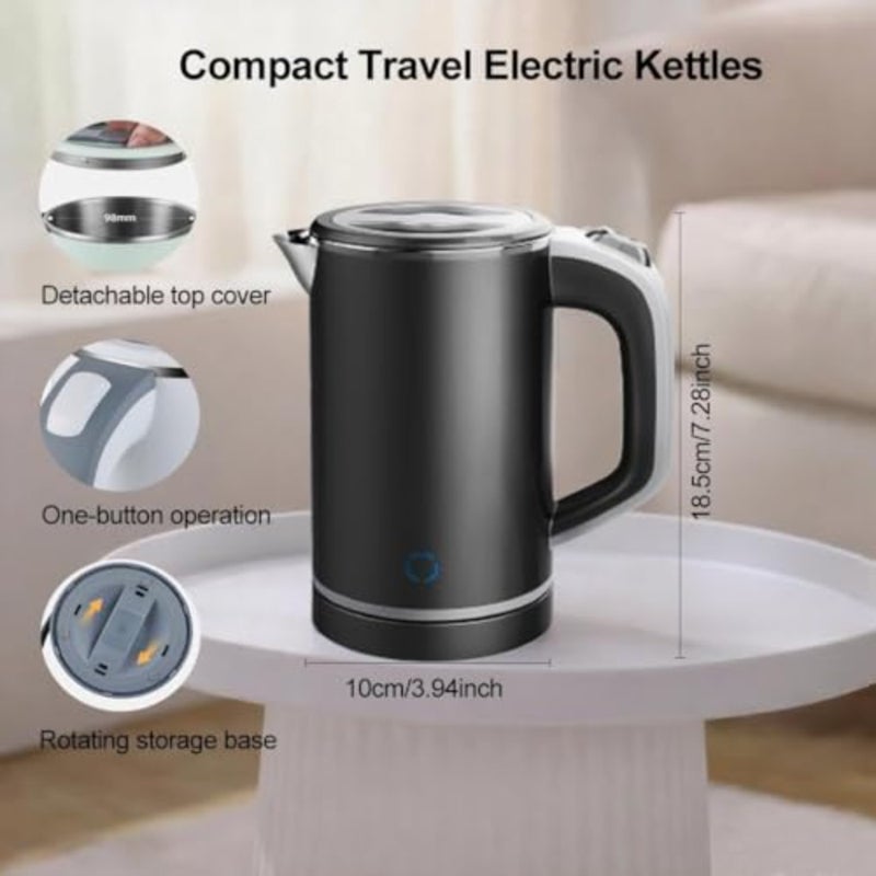 Small Electric Kettle for Boiling Water, 0.8L Portable Mini 304 Stainless Steel Silver Hot Water Boiler Heater with Auto Shut-Off for Camping Travel Office - Image 5