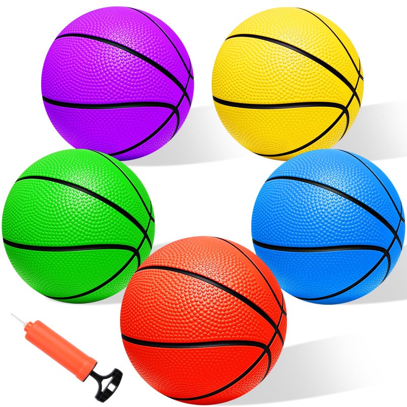 Iyoyo Mini Basketball Set 5 Pack 6 Small Balls with Pump Over The Door Mini Hoop Replacements Toy for Toddlers Kids Teenagers Pool Indoors Outdoors - Image 2