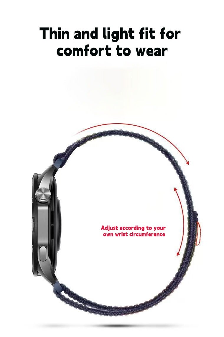 DKNG 4PCS Nylon Strap Huawei Watch GT5, GT4 Nylon Strap Replacement Strap Dark Black/Black with Blue/Royal Blue with Orange/Green with Orange - Image 2