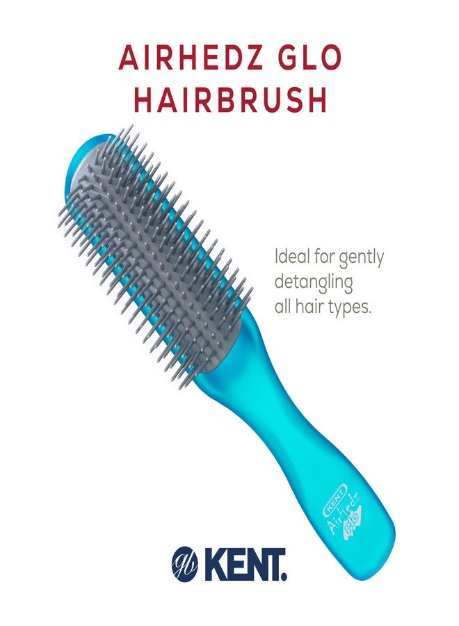 Kent AHGLO01 Airhedz Glo Blue Half Round Narrow Detangling Hair Brush - 9 Row Ionic Anti Static Non Scratch Long Nylon Bristle Great for Detangling and Smoothing Medium to Long Length Hair - Image 3
