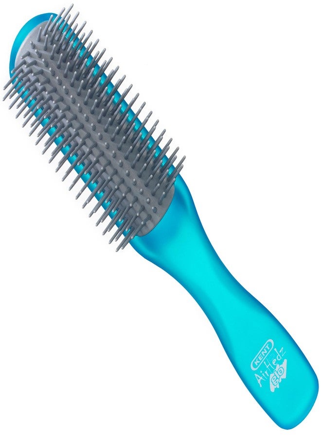 Kent AHGLO01 Airhedz Glo Blue Half Round Narrow Detangling Hair Brush - 9 Row Ionic Anti Static Non Scratch Long Nylon Bristle Great for Detangling and Smoothing Medium to Long Length Hair - Image 1