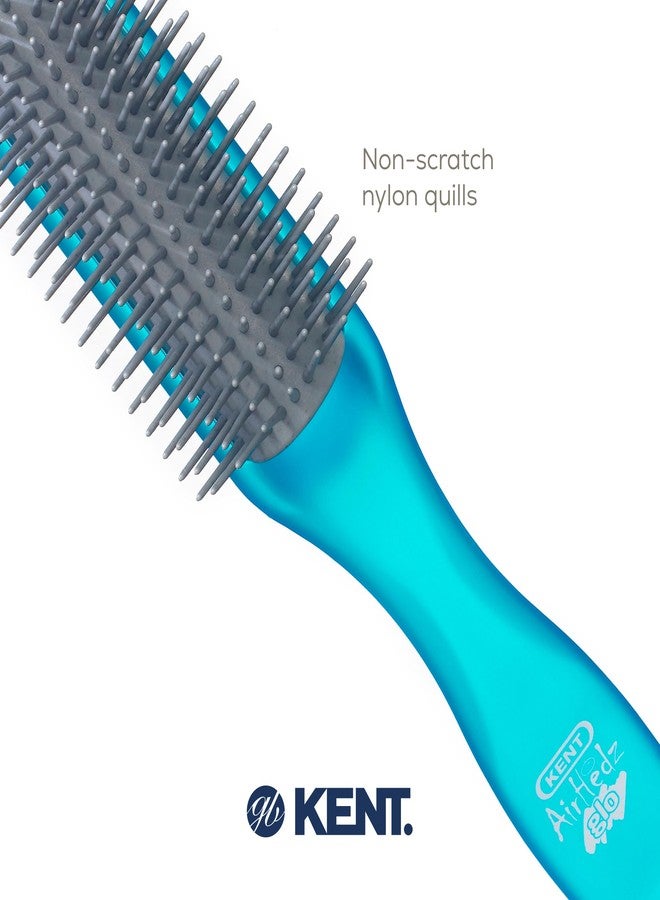 Kent AHGLO01 Airhedz Glo Blue Half Round Narrow Detangling Hair Brush - 9 Row Ionic Anti Static Non Scratch Long Nylon Bristle Great for Detangling and Smoothing Medium to Long Length Hair - Image 5