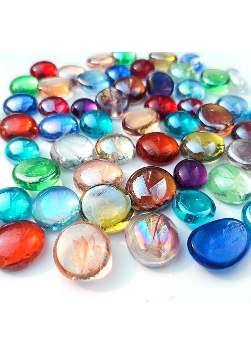 Generic - 500g Flat Glass Pebbles for Vase, 110 Pcs Glass Gem Stones for Aquarium, Decorative Glass Rocks for Vase Filler Fish Tank Planter Crafts Birdbath and Holiday Decorations - Image 1