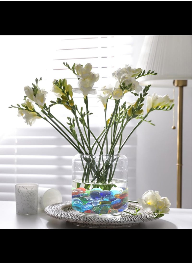 Generic - 500g Flat Glass Pebbles for Vase, 110 Pcs Glass Gem Stones for Aquarium, Decorative Glass Rocks for Vase Filler Fish Tank Planter Crafts Birdbath and Holiday Decorations - Image 1