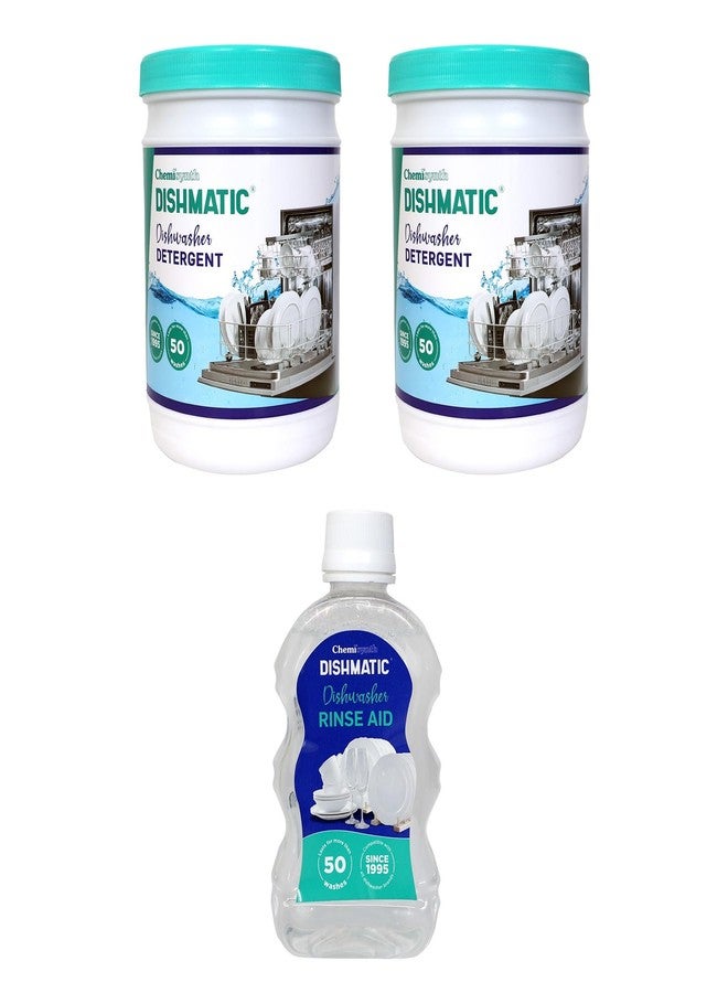 Dishmatic مسحوق غسيل الأطباق ديشماتيك ٢ كجم، سائل شطف ٢٥٠ مل، عبوة مزدوجة لأطباق نظيفة لامعة، متوافق مع غسالات الأطباق - Image 1