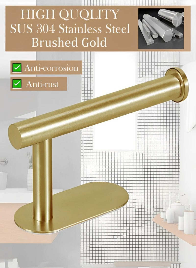 BELANO Bathroom Toilet Paper Holder, Premium Stainless Steel Rustproof Wall Mounted Toilet Roll Holder Self Adhesive Command Strip Toilet Paper Roll Holder for Bathroom, Kitchen, Washroom, No Drilling  (Gold, 2-Piece) - Image 2
