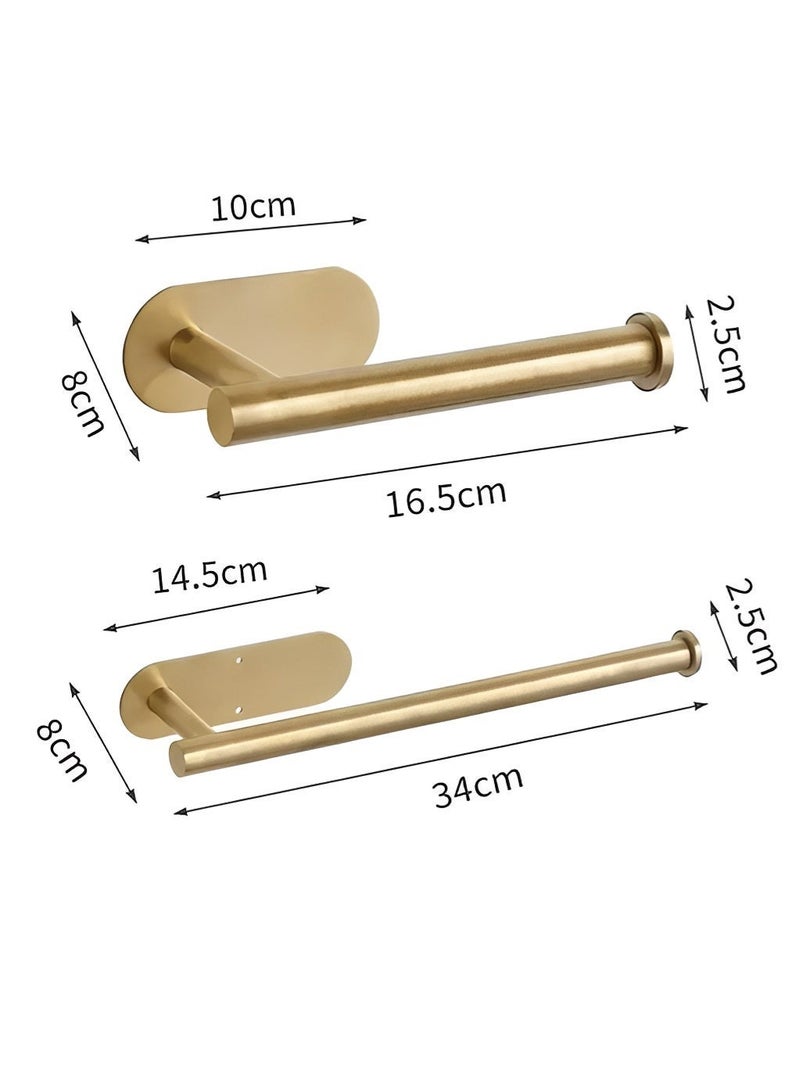 BELANO Bathroom Toilet Paper Holder, Premium Stainless Steel Rustproof Wall Mounted Toilet Roll Holder Self Adhesive Command Strip Toilet Paper Roll Holder for Bathroom, Kitchen, Washroom, No Drilling  (Gold, 2-Piece) - Image 4