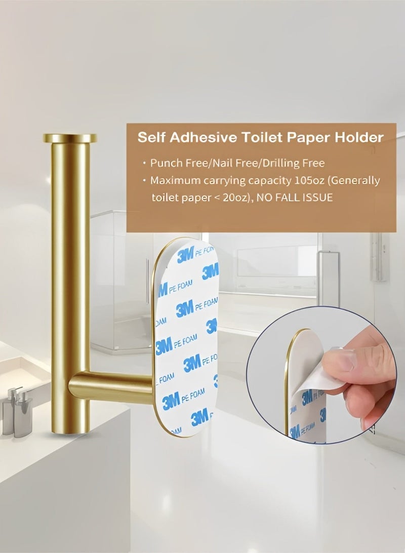 BELANO Bathroom Toilet Paper Holder, Premium Stainless Steel Rustproof Wall Mounted Toilet Roll Holder Self Adhesive Command Strip Toilet Paper Roll Holder for Bathroom, Kitchen, Washroom, No Drilling  (Gold, 2-Piece) - Image 3
