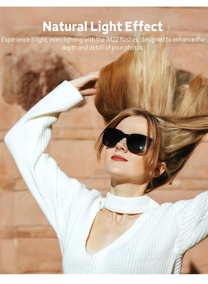 Godox iM22 Mini Camera Flash, 470 mAh Battery, 5 Power Levels, 3s Recycle Times, 440 Full Power Flashes, Manual Flash Compatible with Fuji/Canon/Sony/Nikon//Panasonic/Olympus - Image 5