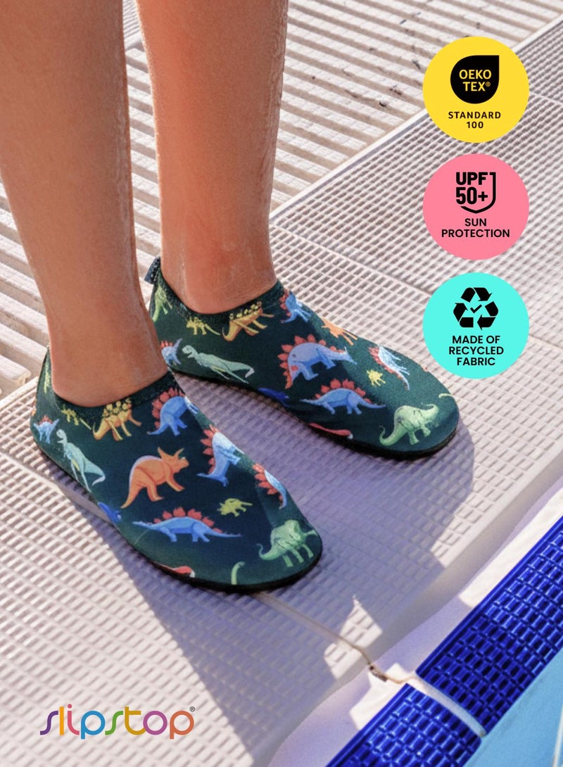 Slipstop Dino Kids Non Slip Water and Beach Shoes Lightweight Quick Dry Swim Ready Footwear for Babies and Children - Image 1