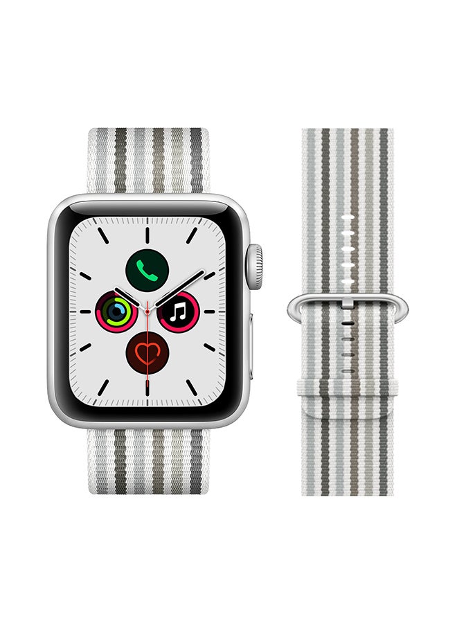 Alyashmac Round Buckle Nylon Replacement Band For Apple Watch Series 5/4/3/2/1 White Grey - Image 2