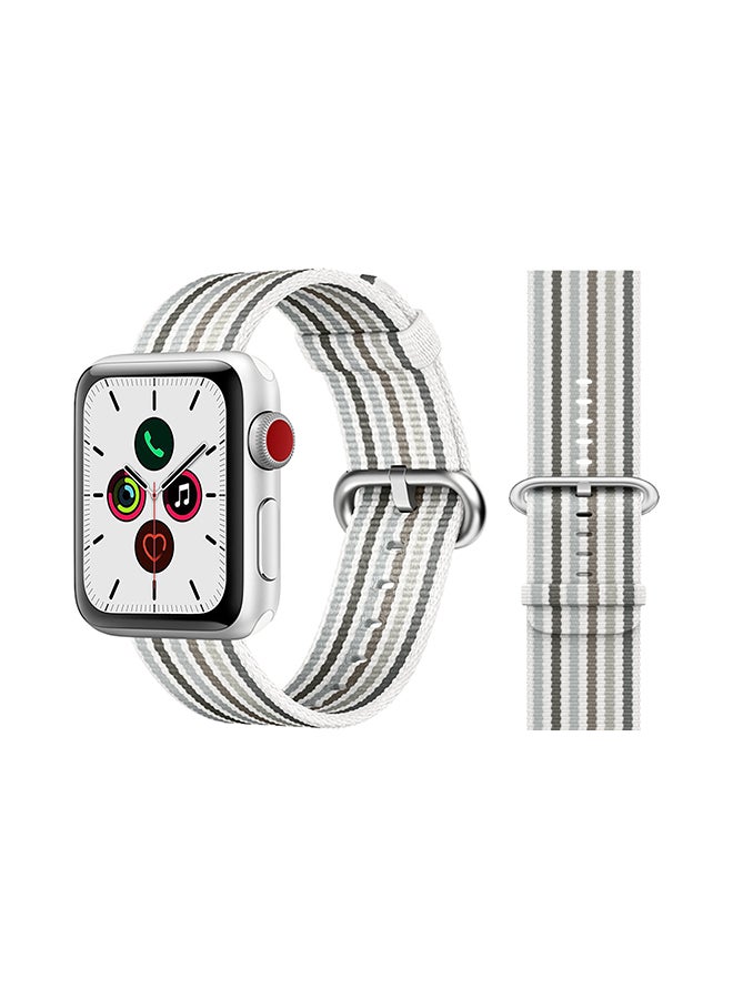 Alyashmac Round Buckle Nylon Replacement Band For Apple Watch Series 5/4/3/2/1 White Grey - Image 1