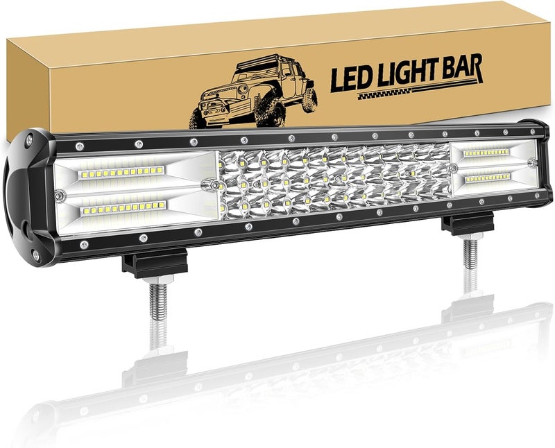 RIGIDON ريجيدون شريط مصباح عمل LED 45 سم 252 واط، 12 فولت 24 فولت منحدر 4x4، مقاوم للماء IP67 للطرق الوعرة سيارات شاحنات جرار، ضوء ضباب 6000 كلفن جودة مضادة لرطوبة التآكل - Image 1