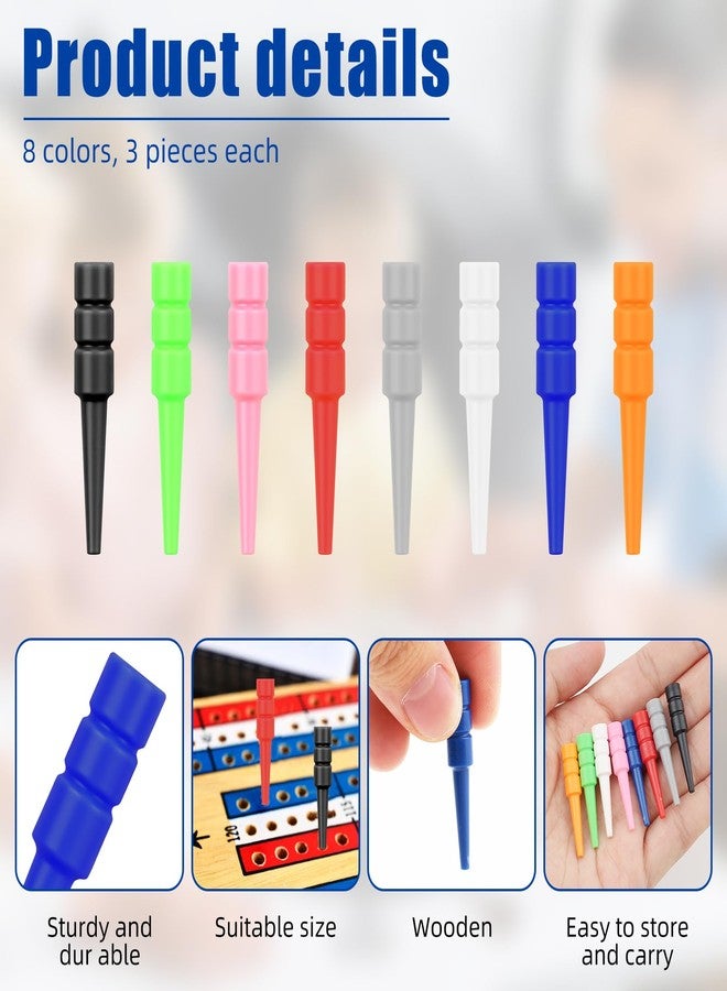 Pretwad 24 PCS Wooden Cribbage Pegs - 1/8 Inch Cribbage Board Pegs Game Pins for Traditional Cribbages Boards, 8 Colors Replacement Tapered Game Pegs Pins Cribbages Accessories - Image 4