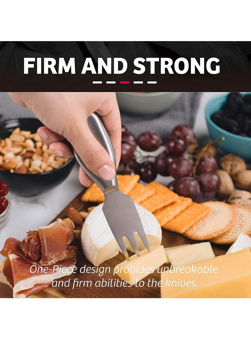 SOLARAE Cheese Knives Steel Stainless Cheese Slicer Cheese Cutter Spreader Fork Light Weight One-Piece Silver Design Cheese Knives Perfect Gifts for Charcuterie Board - Image 5
